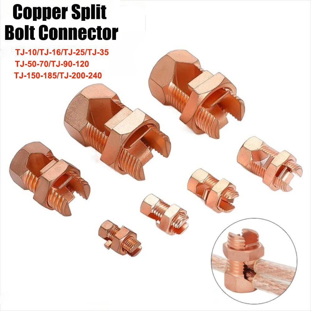 Copper Bolt Clamp New TJ Series Split Bolt Connector Sturdy Durable Copper Split Bolt Wire Clips Screw Terminal