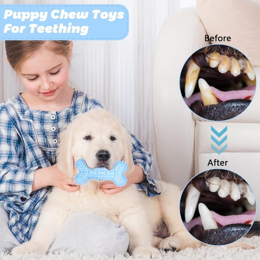3 Pack Puppy Chew Toys for Teething, Puppy Toys Small Dog Soft Rubber Cleaning Teeth Outdoor Interactive Pet Toy Set Durable Rop
