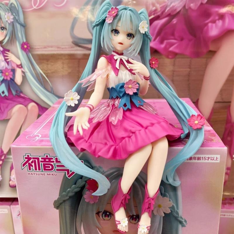 Original Furyu Noodle Stopper Vocaloid Hatsune Miku Flower Fairy Cosmos Sit Figurine Models Computer Collectible Decorations Toy