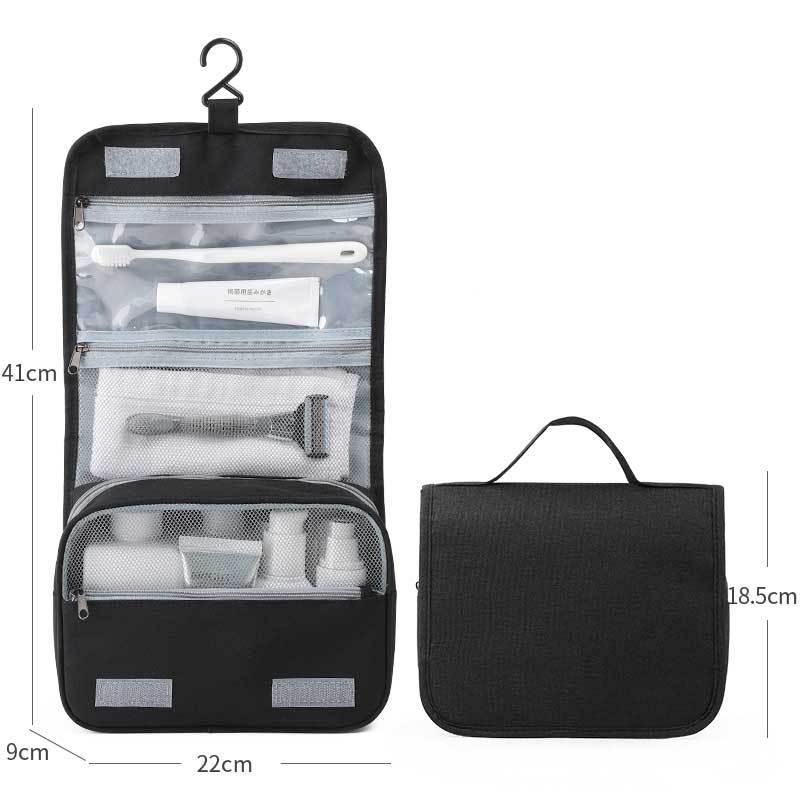 Foldable Waterproof Travel Wash Bag with Wet/Dry Separation and Wall-Hanging Design