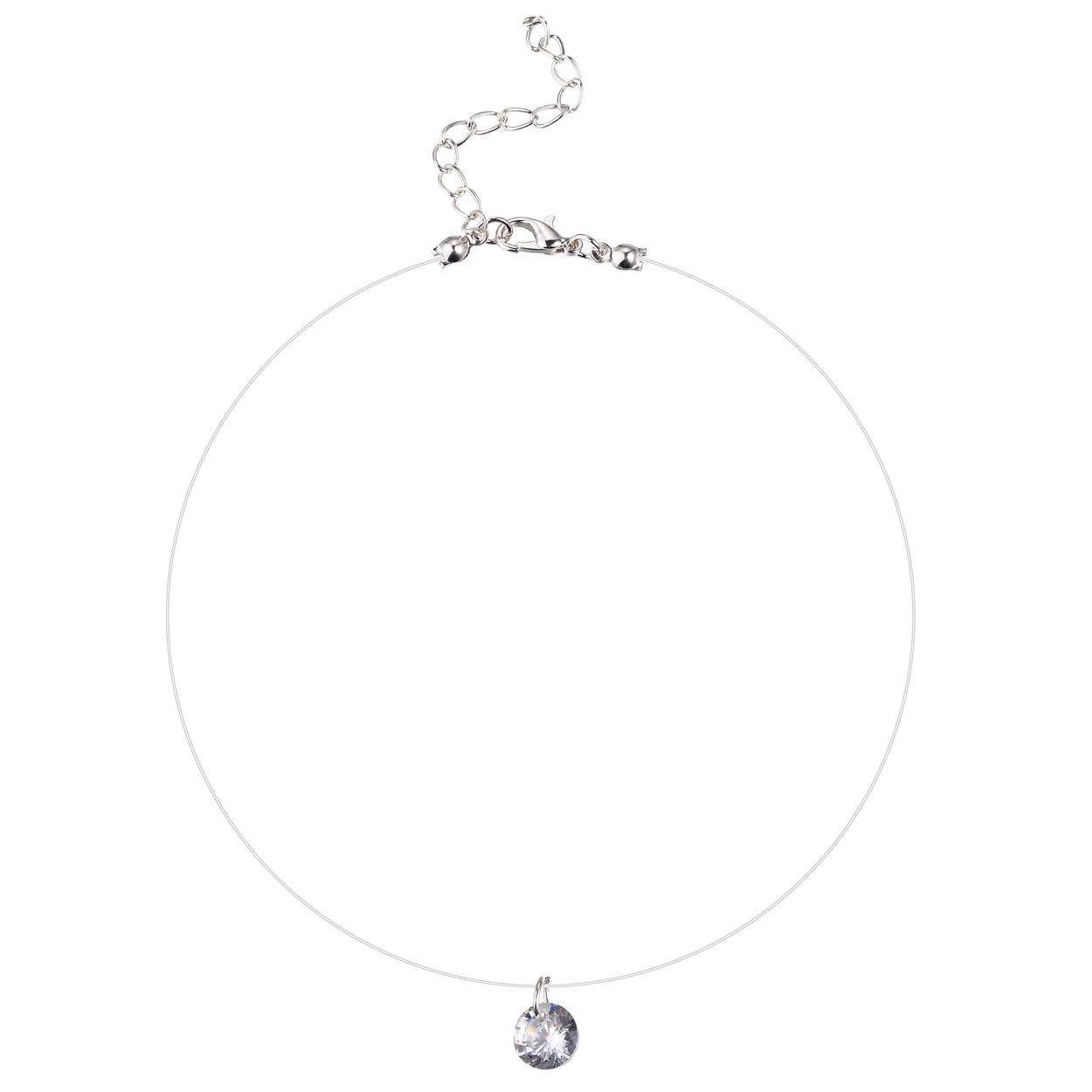 Korean Style Crystal Zirconia Necklace - Simple Fishing Line Clavicle Chain for Women Imitation Zircon