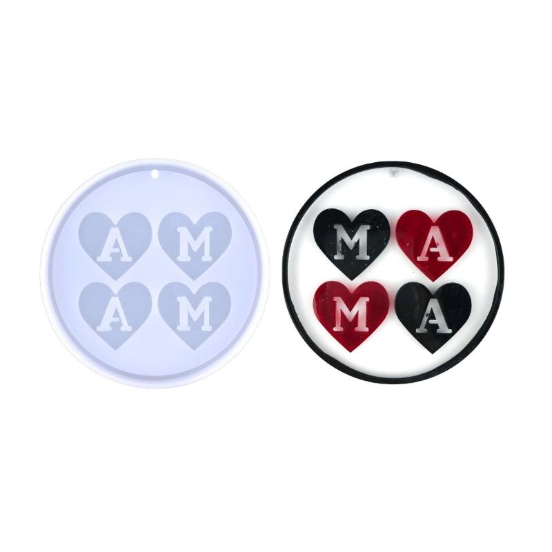 Kreis Silikonharzform, Muttertag Epoxidgussform für DIY Handwerk Anhänger Schmuckherstellung Schlüsselanhänger Silikonform