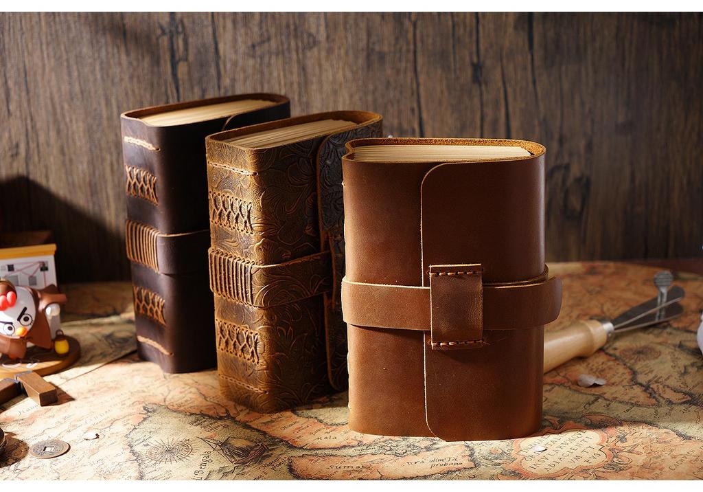 Retro Chinese-Style Cowhide Notebook: Thickened Diary & Notepad Gift