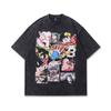 Shirt Short Sleeve Loose Men'S Men'S Shirt Washed T Street Summer Printing Cartoon T Straight Cotton