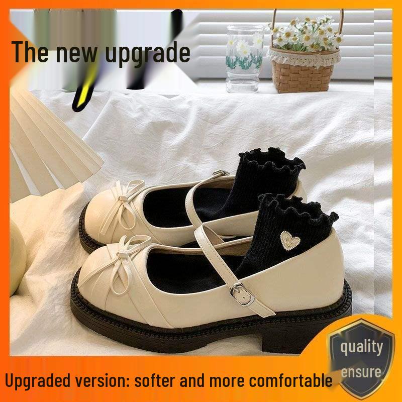 Fairy Style Women's Ballet Flats - 2025 Square Toe Low-Cut Mary Janes with Bow