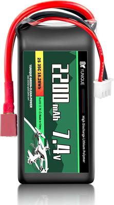 Lipo Battery 2S 7.4V 2200mAh 35C with T-Plug Connector – High Power for RC Models – Soft Case, Silicone Wire
