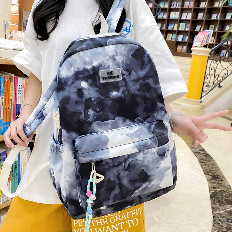 Dreiteiliges Rucksack-Set Nylon Grundschüler Tie-Dye Schultasche Damen Rucksack mit großem Fassungsvermögen mit Lunchtasche