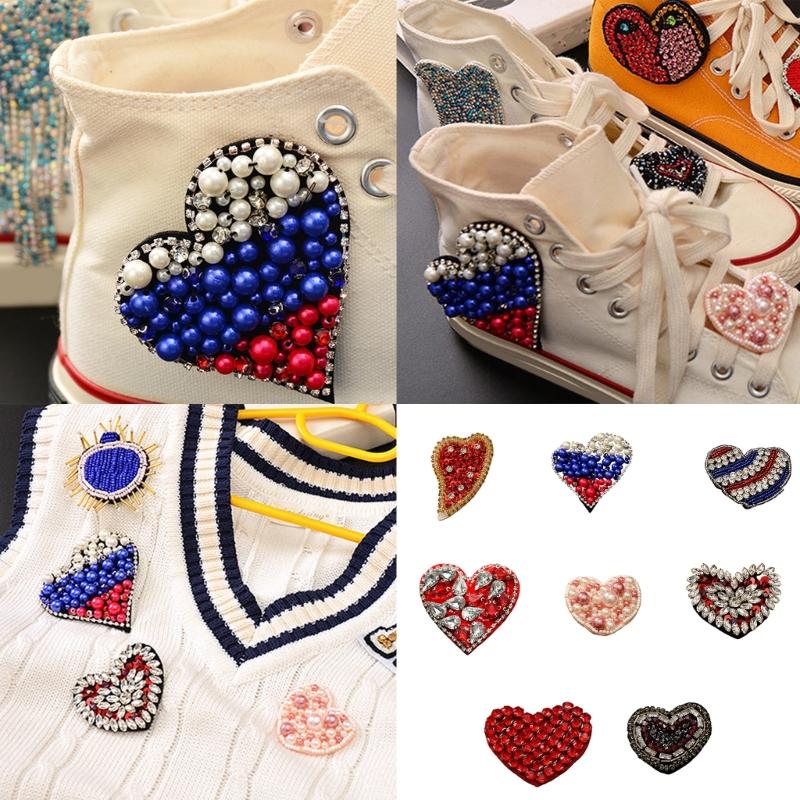 Glittering Rhinestones Heart Decoration For Fabric Improvement On Hats Bags And DIY Ideas