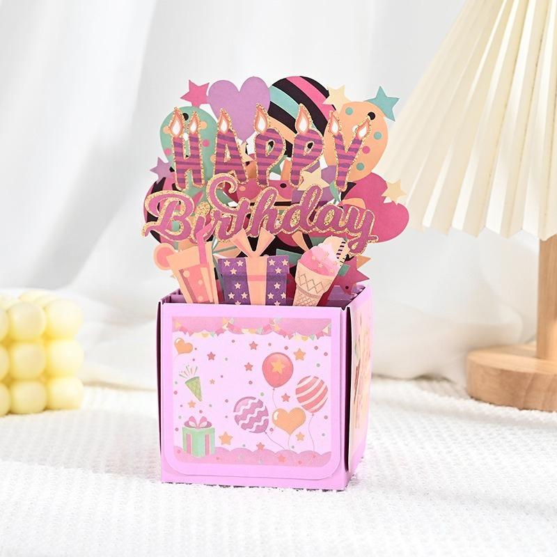 1pc 3D Pop-Up Birthday Greeting Card Family Friends Birthday Cards Floral and Butterfly Design for Any Recipient Party Supplies