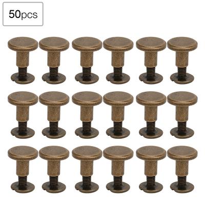 50 Set 8mm Reinem Kupfer Flachkopf Nieten Lederband Schrauben Kit für Notebook BindingBronze
