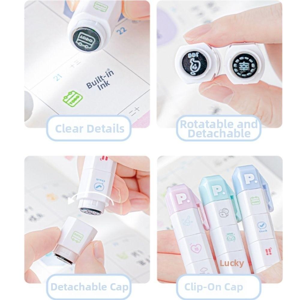 Tecknad sigillpenna självbläckande dagbokssigill söt att-göra-lista journalstämpel barngåva skolbrevpapper