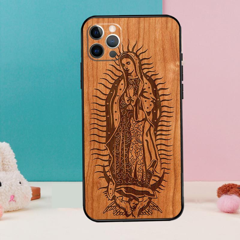

Guadalupe San Judas Wood Phone Case For iPhone 16 15 13 12 11 14 Pro Max 12 13 mini XR 15 16 Plus 16e Cover Coque iPhone 16