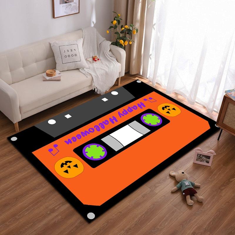 

Halloween Theme Orange Retro Cassette Print Carpet Home Decor Suitable for use as an anti-slip for living room bedroom sofas 40x60cm( 15x23in )