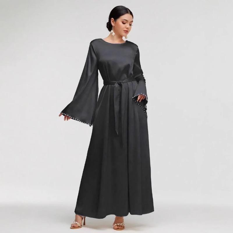 Womens Luxury Elegant Long Sleeve Beaded European Style Long Dress