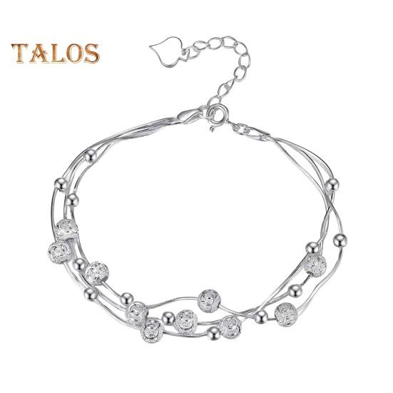 

Женский браслет с тремя слоями бусин, полированный, чистый цвет, сплав, регулируемый, зажим-карабин, для шопинга, работы, вечеринки, свиданий, запястья, цепочка, женские украшения серебряный