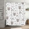 Adorable Brown Bear Shower Curtain with Rainbows and Trees White Grey Bath Decor for Kids Bathroom