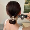 3Pcs Water Diamond Pearl Flower Ball Head Gripper Female Temperament High Ponytail Hair Clip with A Clip At The Back of The Head
