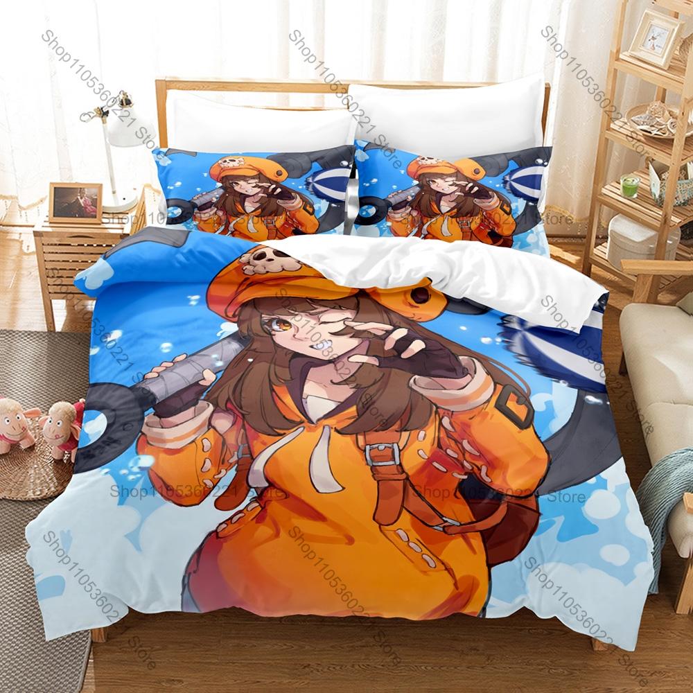 Guilty Gear Strive May Pirate Girl HD Print Bedding Set Duvet Cover + 2 Pillowcases Polyester Gamer Anime Bedroom Decor