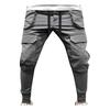 Sporty Men Solid Color Drawstring Multi-pockets Cargo Pants Ankle Tie Trousers