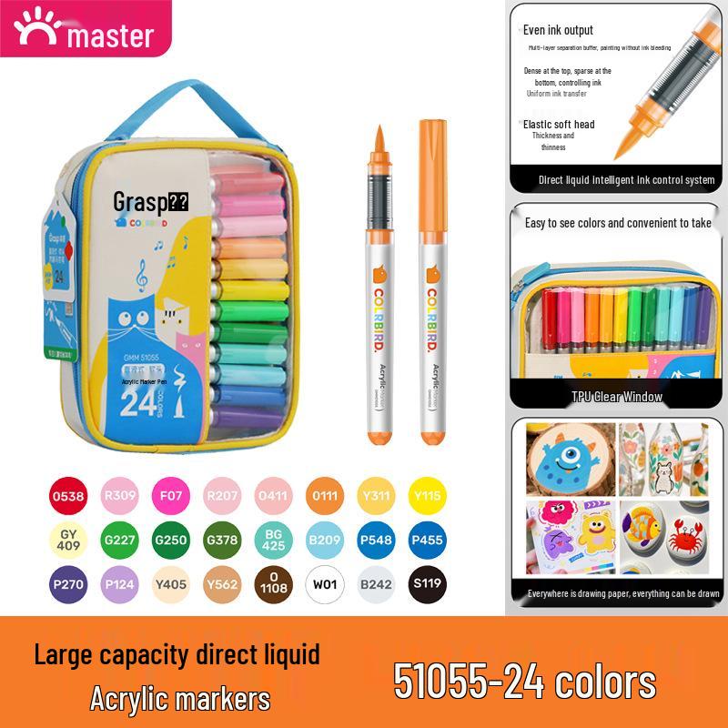 

Large Capacity Soft Tip Acrylic Marker Pen - No Smudge, Stackable, Child-Friendly Drawing Tool