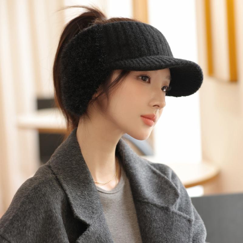 Autumn and Winter Hats for Women with Big Brim Showing Face Small Duck Tongue Knitted Hat  High End Temperament Wool Hat  Versatile Warm Hat