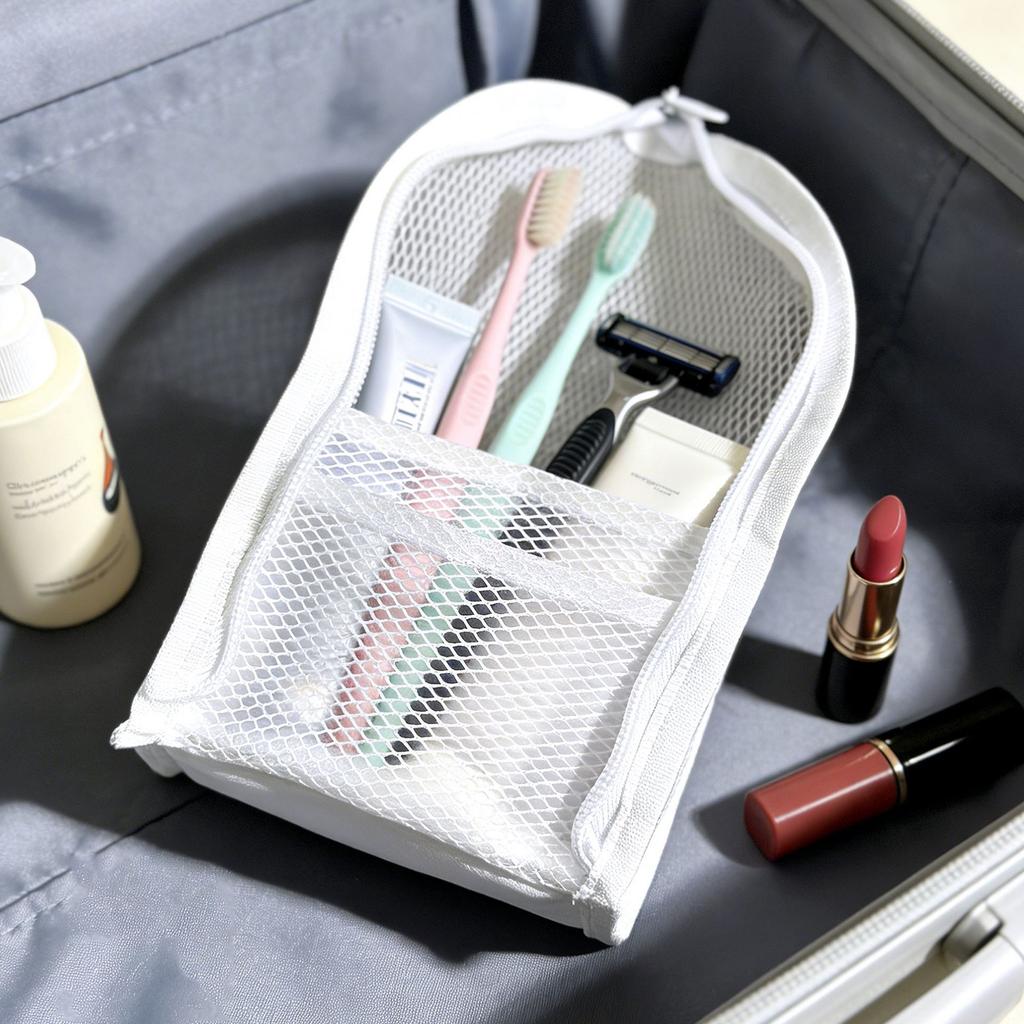 Portable Waterproof Toiletry Bag with Mesh Pouch Travel Bathroom Organizer for Toothbrush and Cosmetics
