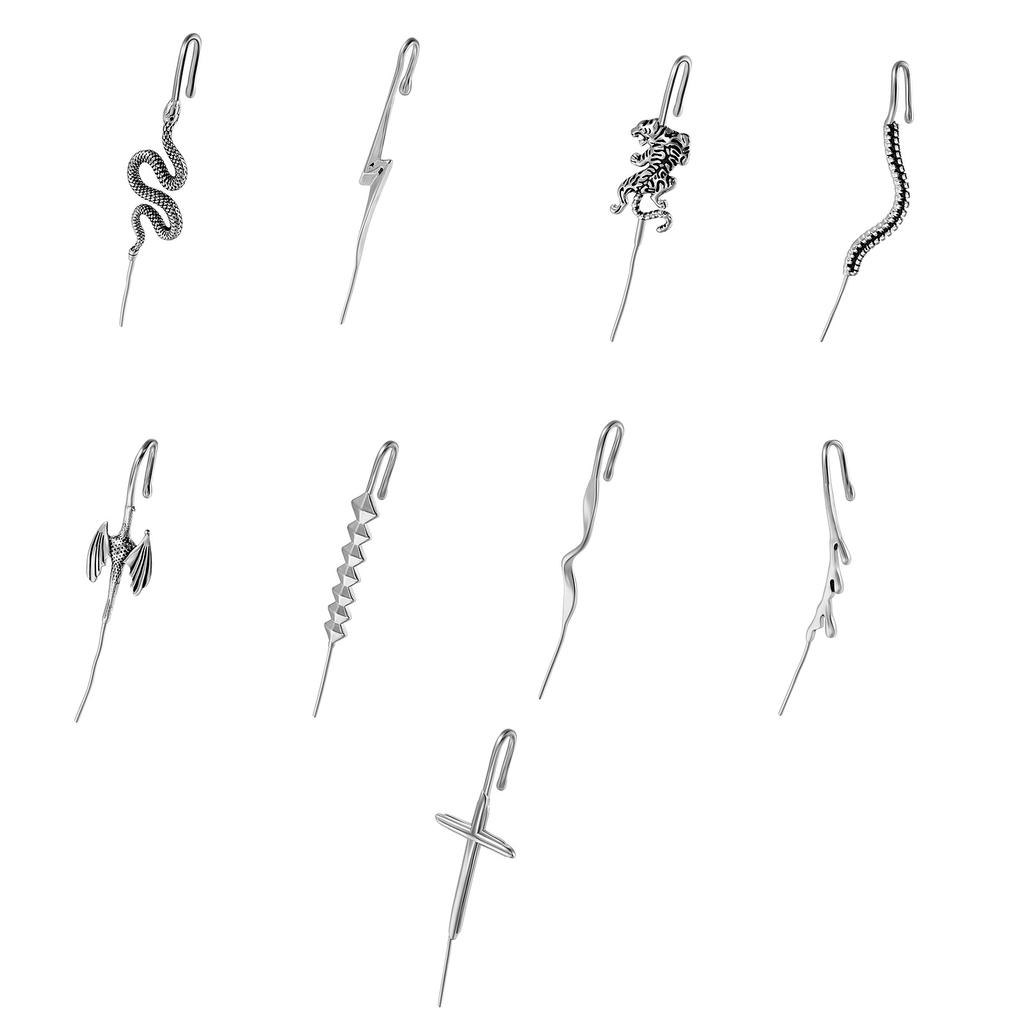 Durable Slant Line Cut Piercing Studs Stainless Steel Piercing Earrings with Delicate Patterns for Daily Wear Parties