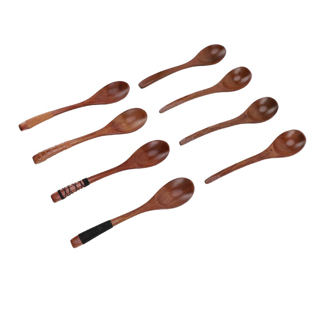 Wood Soup Spoons Japanese Style Wooden Spoon Set Kitchen Utensil for Eating Cooking Mixing Stirring Set 2