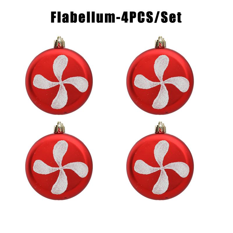 Christmas Decorative Disc Flat Round Ornament Metallic Plated Plastic Colorful Painted Candy Hanging Tree Decor Prop 1Set