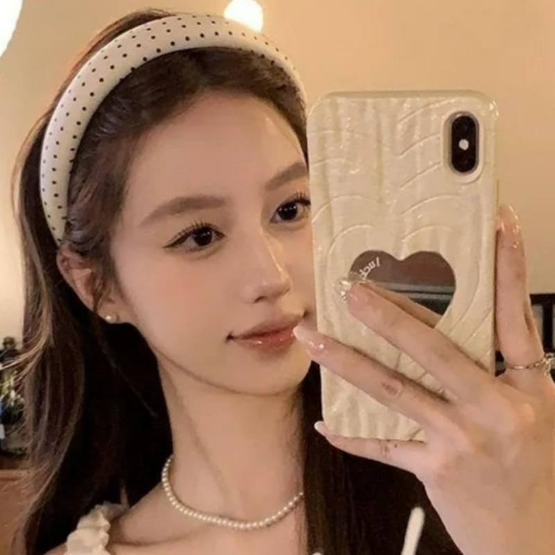 Fasce Nere Bianche a Pois Retrò con Testa in Spugna Moda Coreana Donna Cerchietto per Capelli Fascia per Lavare il Viso Capelli Accessori per Capelli da Festa Donna