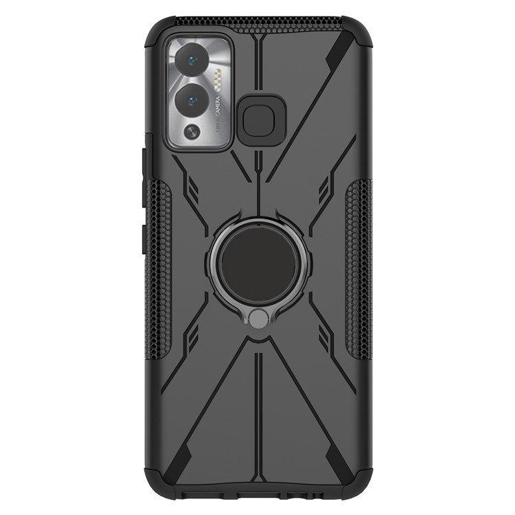 Case for Infinix Hot 12 Play 4G, Case Shockproof KickStand Ring, Black