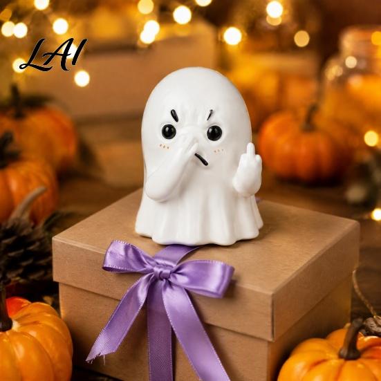 Personalized Birthday Present Middle Finger Ghost Statue Funny Holding Nose Resin Figurine Novelty Halloween Bathroom Decoration for Toilet