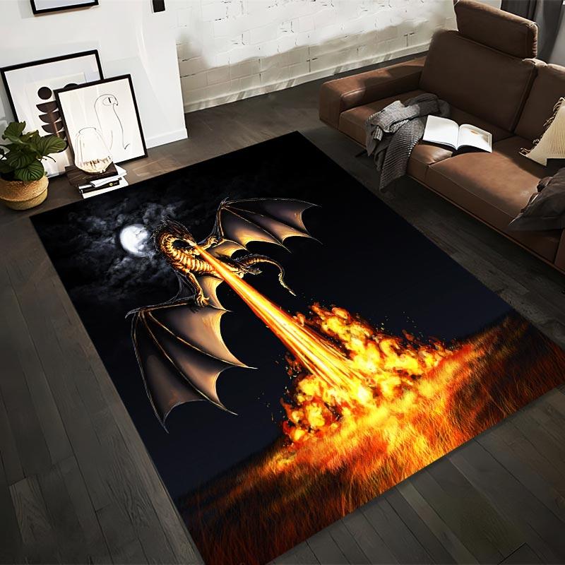 

Fire-Breathing Dragon With Full Moon Background on Fiery Night Fantasy Carpet Design Suitable for use as an anti-slip1 for1room and bedroom sofas 40x60cm( 15x23in )