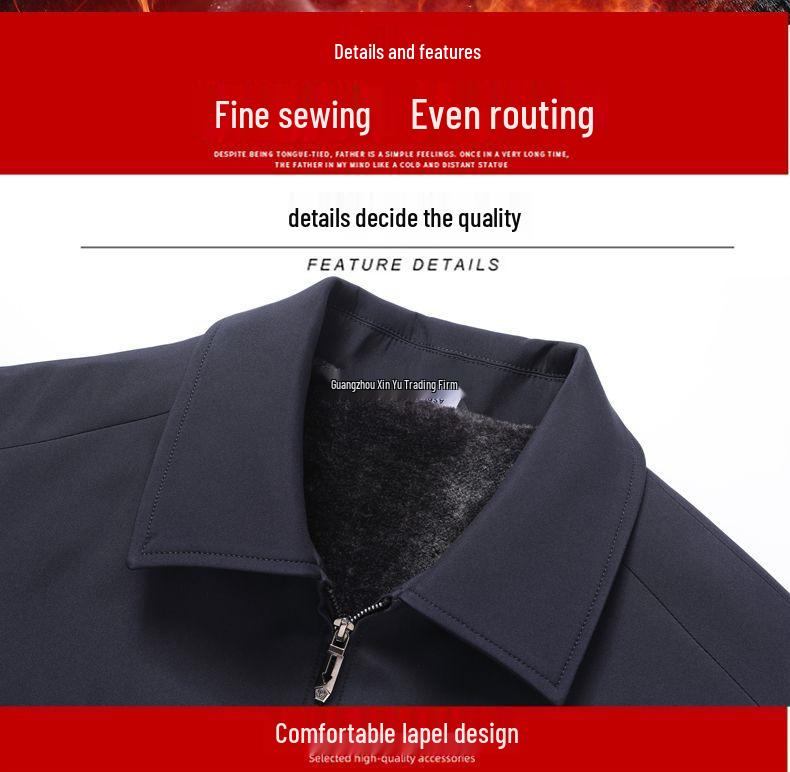 Men's Thickened Plush Jacket: Stylish Autumn/Winter Coat for Middle-Aged and Elderly Men