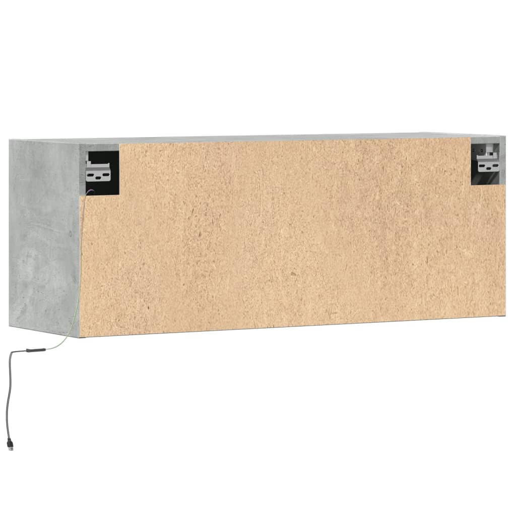 Wall Mounted TV Cabinet with LED Lighting Concrete Grey 100 x 31 x 35 cm