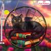 Noble Cat Black Cat Suncatcher, Acrylic Round Sign Translucent Window Hanging, Four Seasons Decoration, Novelty Home Decor