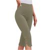Women's Fashionable Solid Color High Waist Slimming Casual Elastic Waist Bottom Cropped Pants
