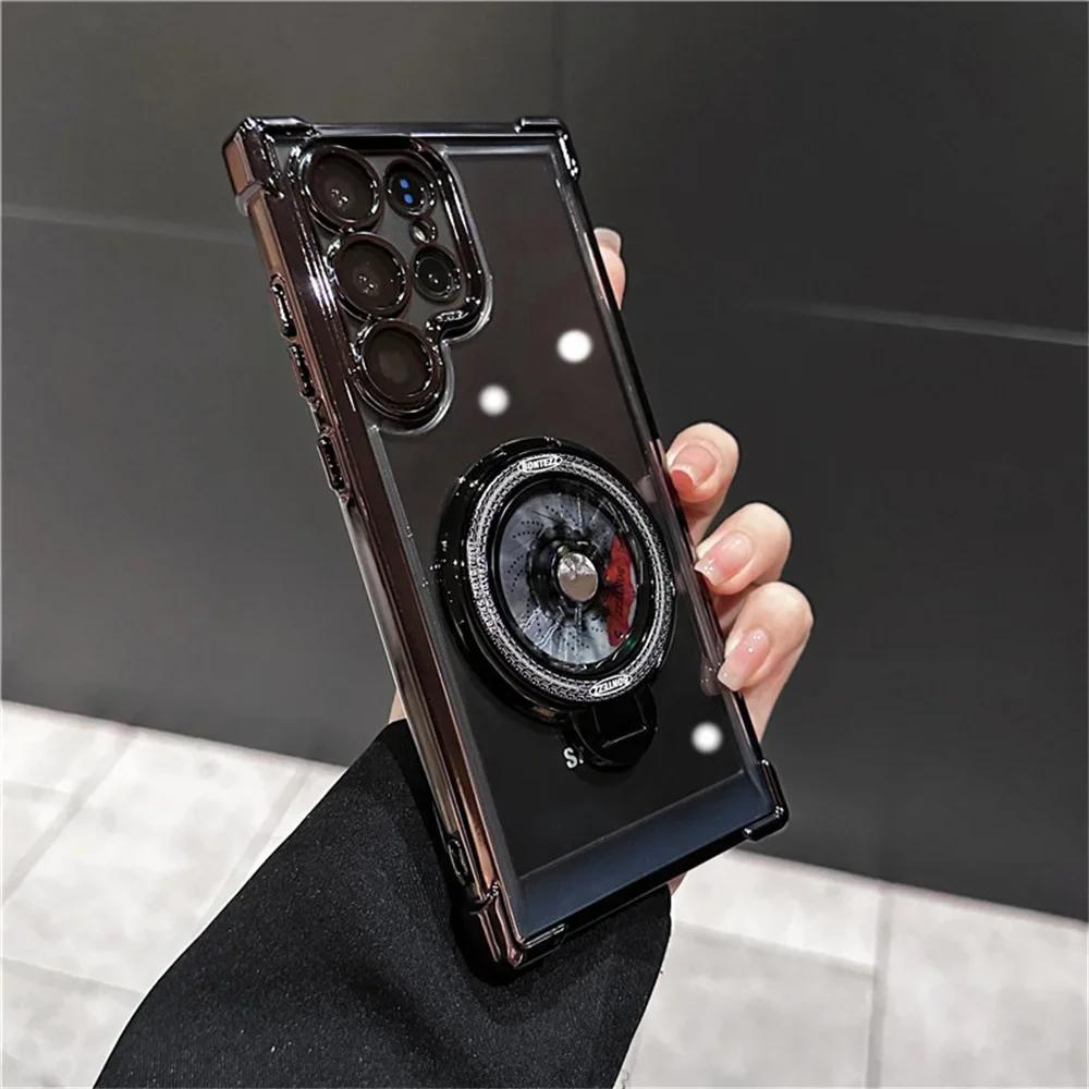 Shockproof Airbags Armor Magnetic Transparent Case for Samsung Galaxy S24 Ultra S23 FE S22 Plus A35 A55 A54 A34 A15 A25 A53 5G