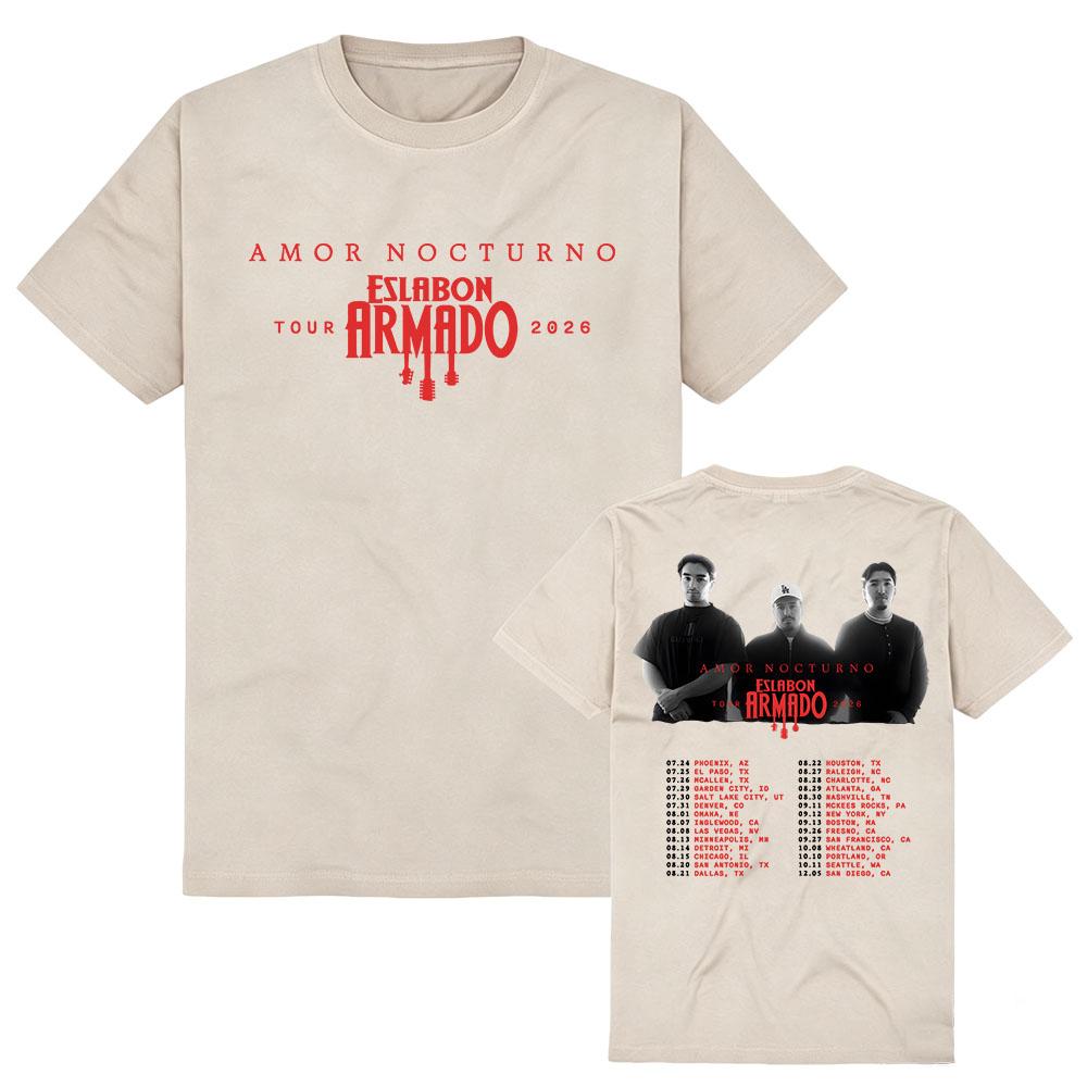 2026 AMOR NOCTURNO TOUR T-shirt ESLABON ARMADO Band Design Tshirts Short Sleeve Cotton Female/Male Tees Summer O-neck Unisex Top