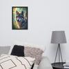 Wolf Head Canvas with Black Frame: Horizontal Hanging Decorative Painting for Living Room