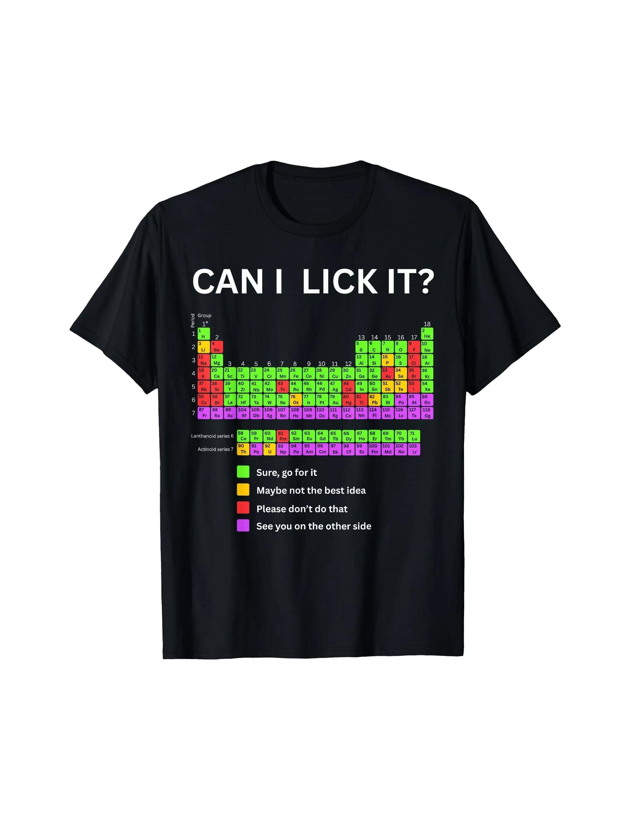 

Can The Funny Me Lick ItPeriodic Table T-shirt Pure Cotton Men and Women, Humorous Chemical Design Autumn and winter innerwear S