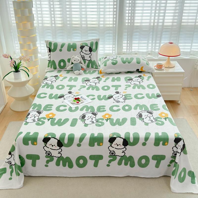 3Pcs Botanical Floral Style Bed Sheet Set Flannel Bed Sheets for Fall and Winter Luxury Super Soft Cozy Queen Size Bedding Set