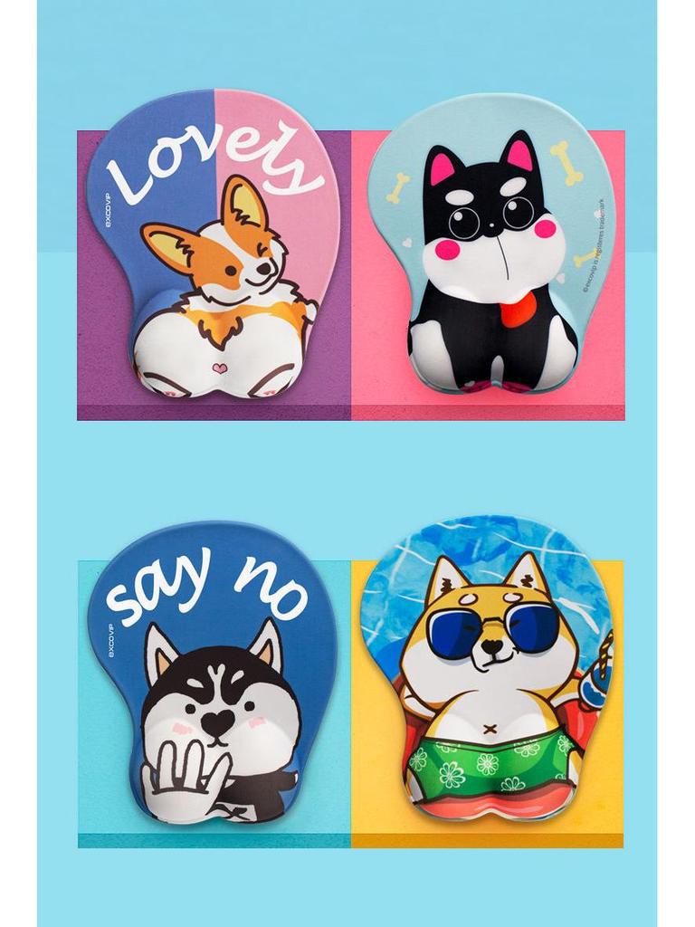 Cartoon Cute Girl 3D Silicone Mouse Pad with Wrist Rest for Office & Esports