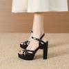 Chunky Heel Waterproof Platform Sandals with Thin Straps for Women, Sizes 35-42 - Ideal for Nightclub, Runway, or Work.
