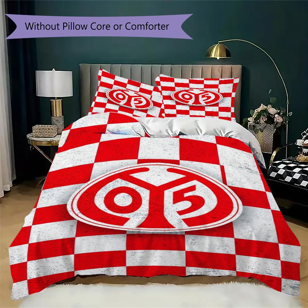 FSV Mainz 05 Pattern Bedding Uilt Set Uilt Cover Pillowcase Home Decoration Birthday Gift (1 * Duvet Cover + 2 * Pillowcase Without Core)
