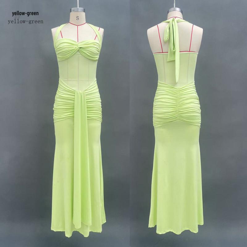 Women's 2025 Backless Bodycon Ruched Dress