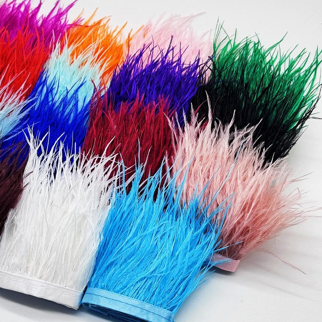100Cm Natural Ostrich Feather Trim Ribbon Crafts Diy Boho Wedding Dresses Sewing White Plume Tape Party Home Decoration