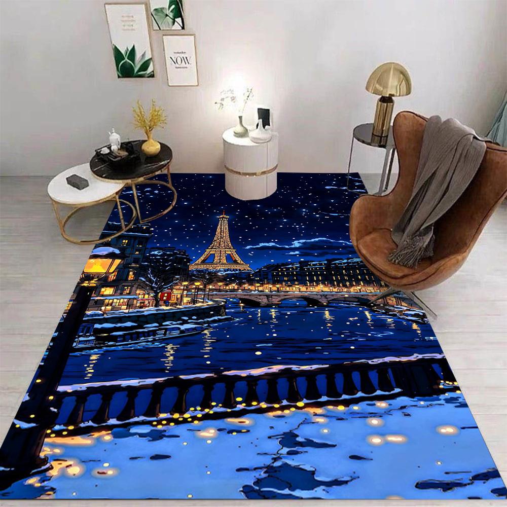 

Fantasy Night Scenery Floor Mat Various Styles With Magical River Town Street Village Christmas City Scenes Rug For Home Decor 40x60CM