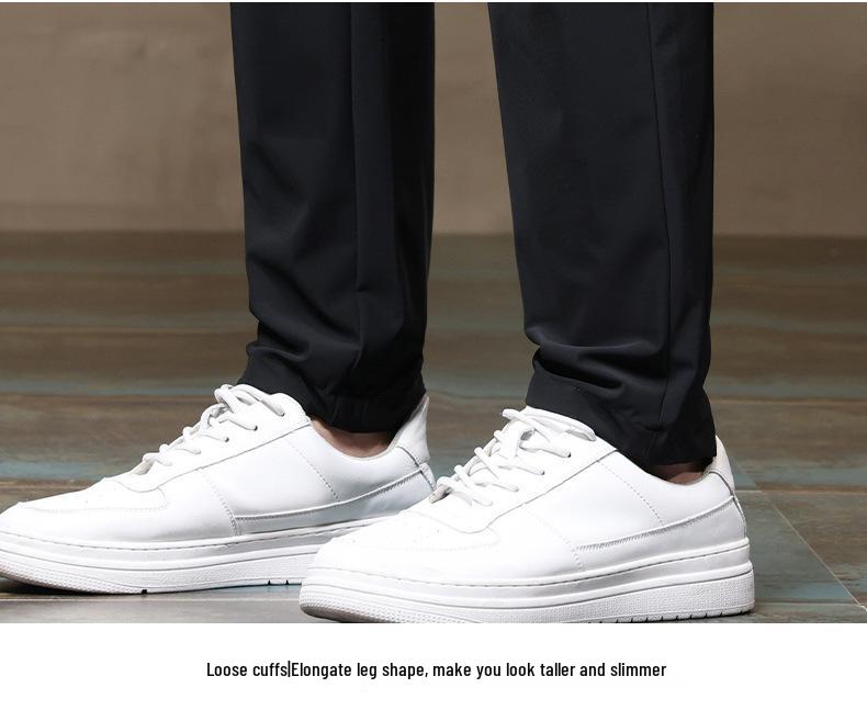Men's Summer Slim Fit Four-Way Stretch Ice Silk Pants - Trendy Casual Straight Leg Suit Style