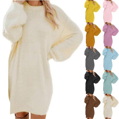 Women Winter Sweater Knit Crewneck Warm Long Sleeve Casual Sweatshirts Dress